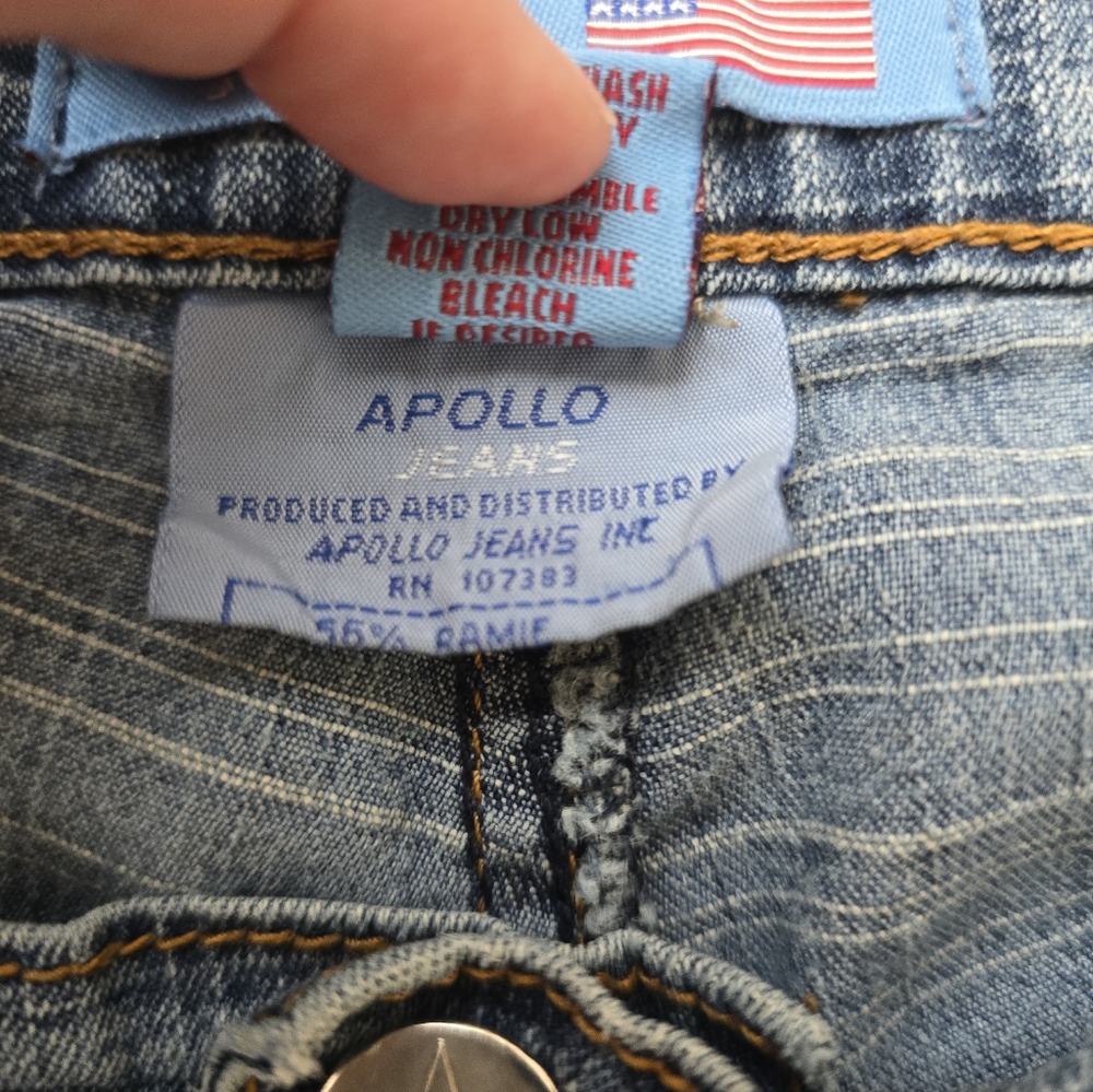 Y2K Apollo Jeans Straight Leg Capri Lowrise Front Pockets Button Detail Sz 11/12 - Picture 8 of 10